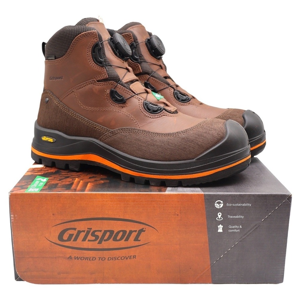 Grisport BOA Wolf Safety Boots Mens 10.5 Brown Leather Waterproof Vibram EH PR